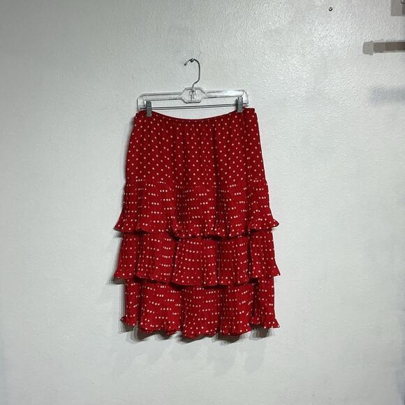 Red Polka Dot Vintage Midi Skirt Sz 16 - Picture 2 of 9